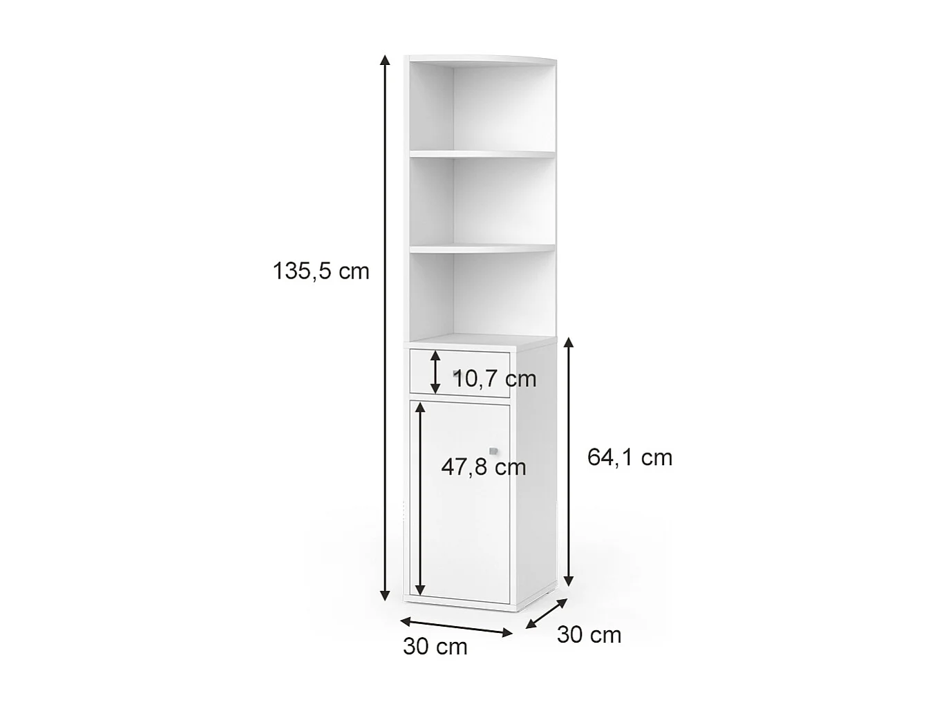 Prateleira de canto branco 30x30x135.5 larry