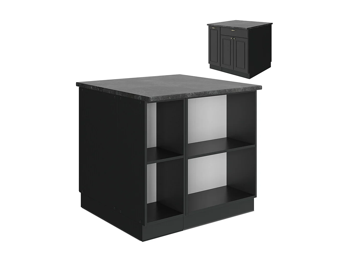 Kücheninsel anthrazit-gold landhaus 90x60x82 fame-line