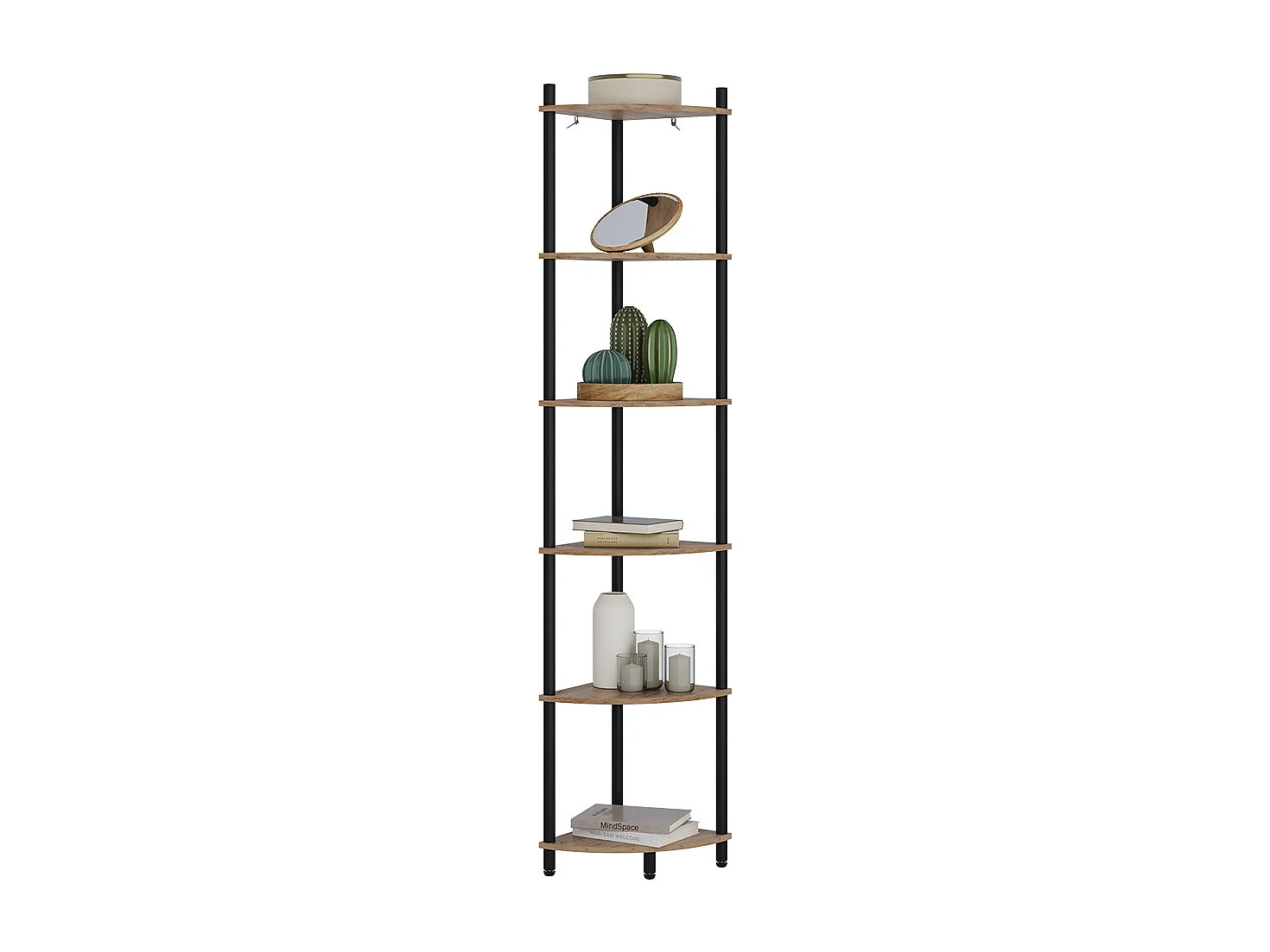 Corner shelf gold power oak/anthracite 29x29x163.5 bivio