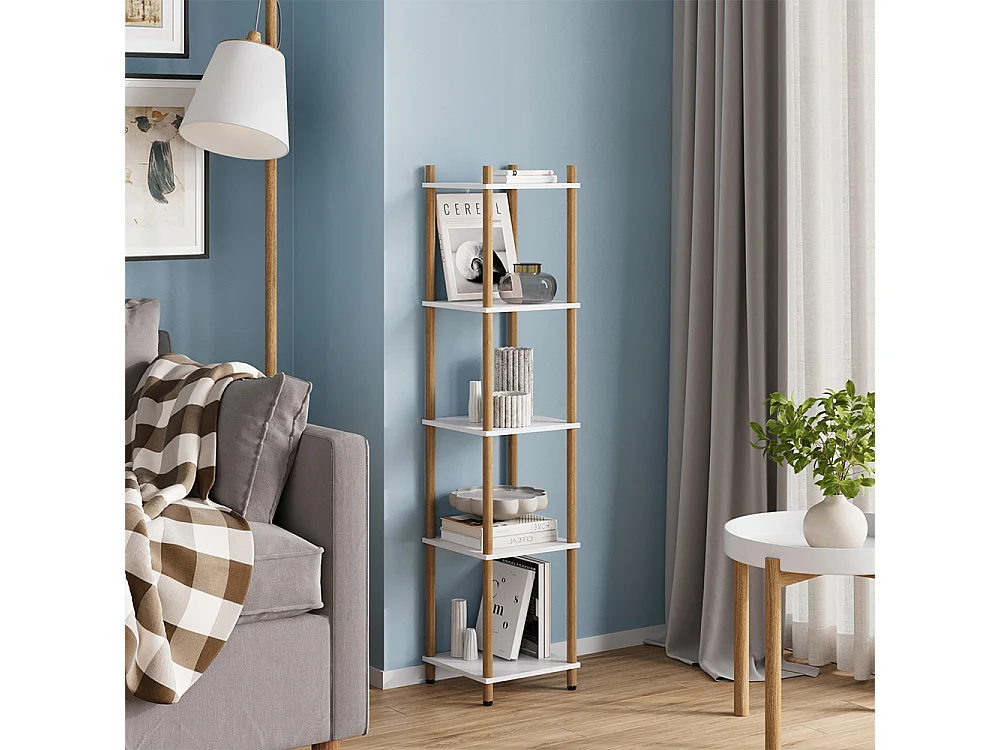 Étagère dangle blanc/pin 30x30x133 bivio