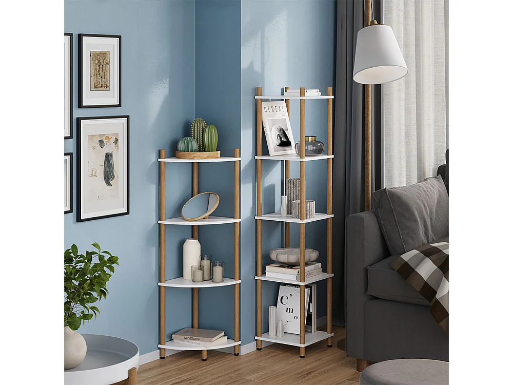 Étagère dangle blanc/pin 30x30x133 bivio