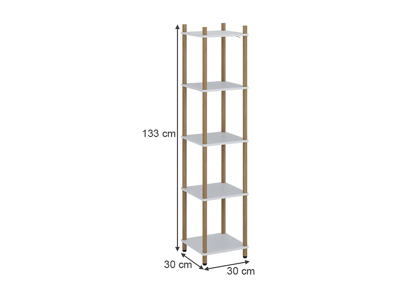 Étagère dangle blanc/pin 30x30x133 bivio