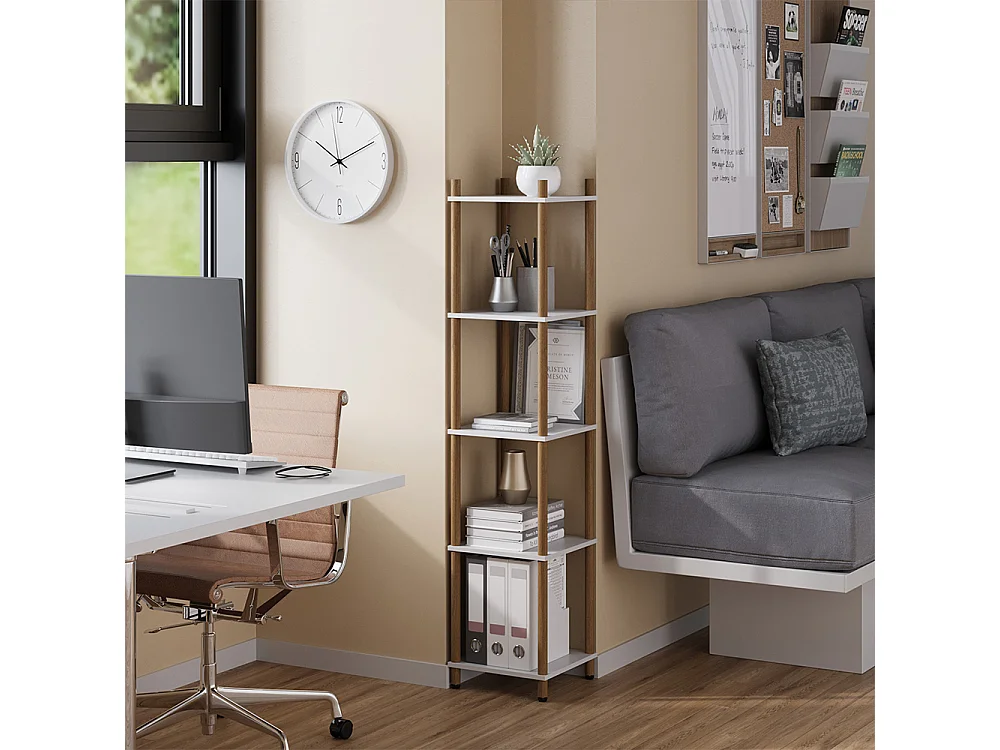 Étagère dangle blanc/pin 30x30x133 bivio