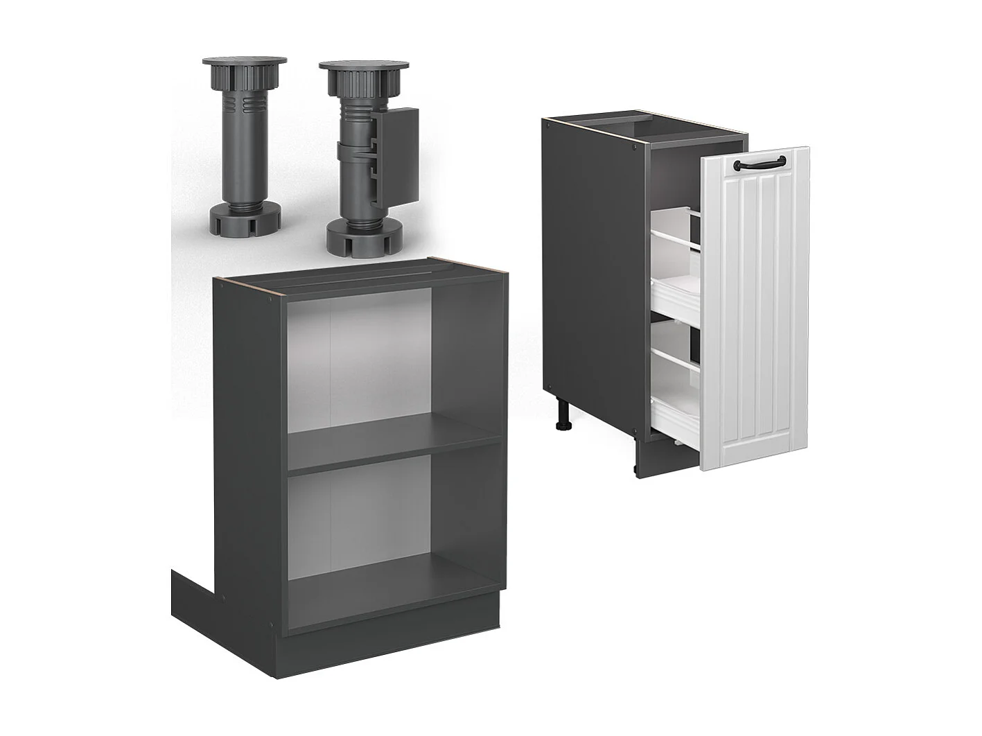 Îlot de cuisine blanc cottage/anthracite 90x60x82 fame-line