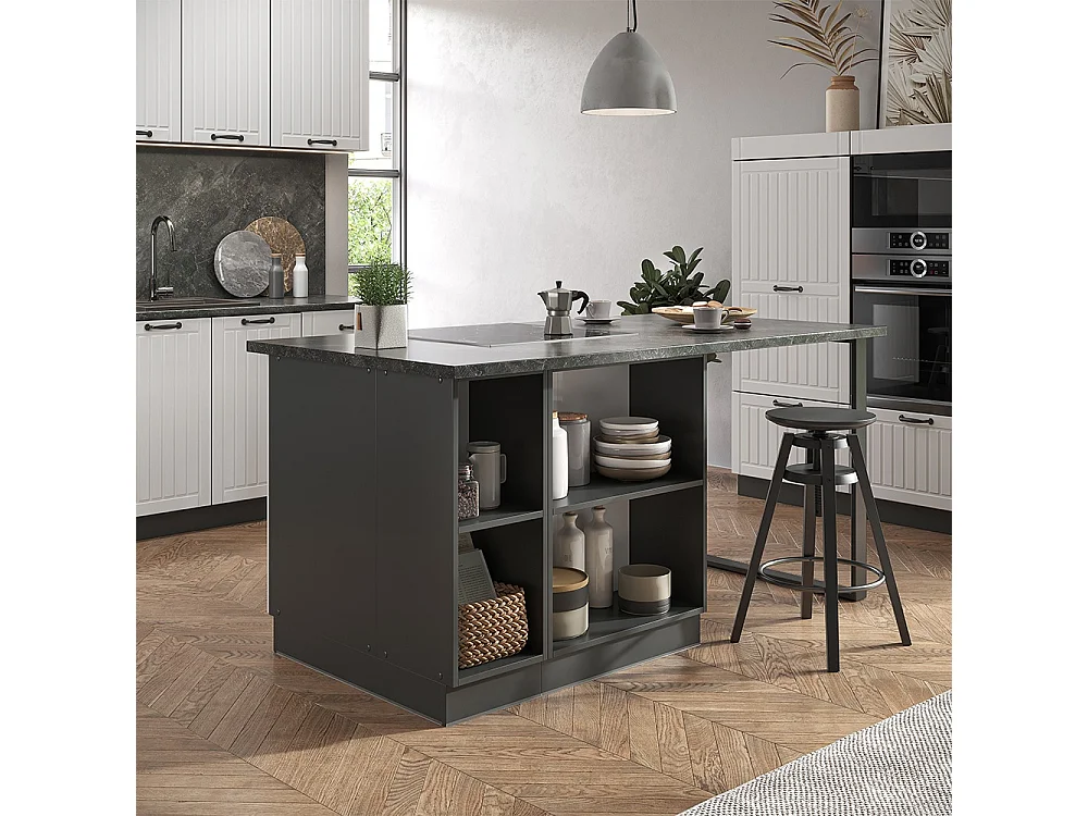 Køkkenø hvidt landhus/antracit 90x60x82 fame-line