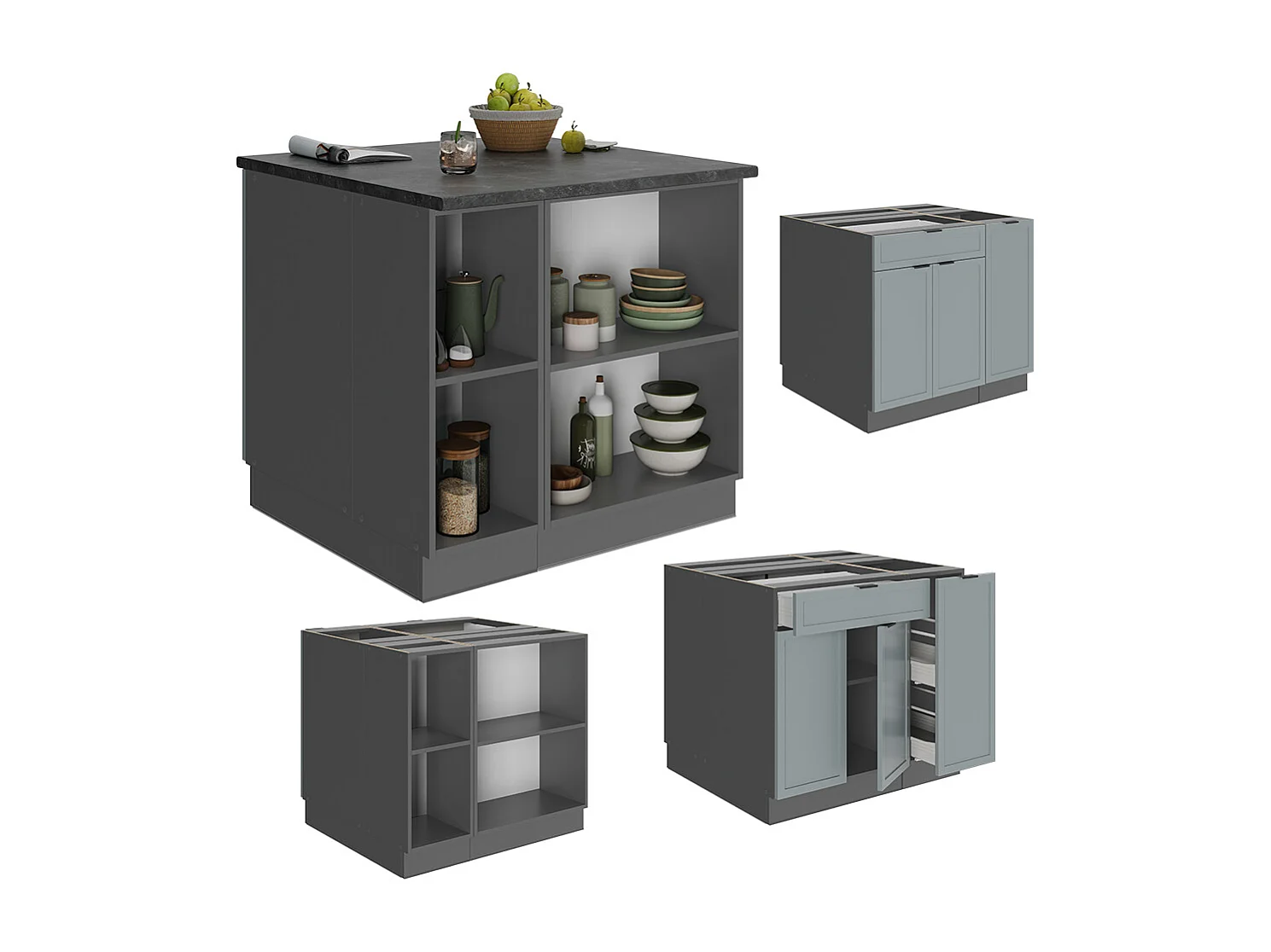 Kücheninsel hellblau-grau 90x60x82 fame-line