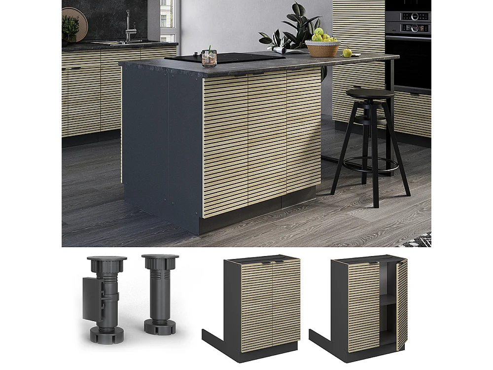 Îlot de cuisine panneau en chêne 60x70x82 fame-line