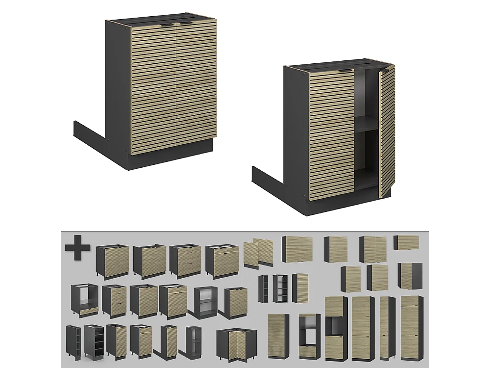 Îlot de cuisine panneau en chêne 60x70x82 fame-line