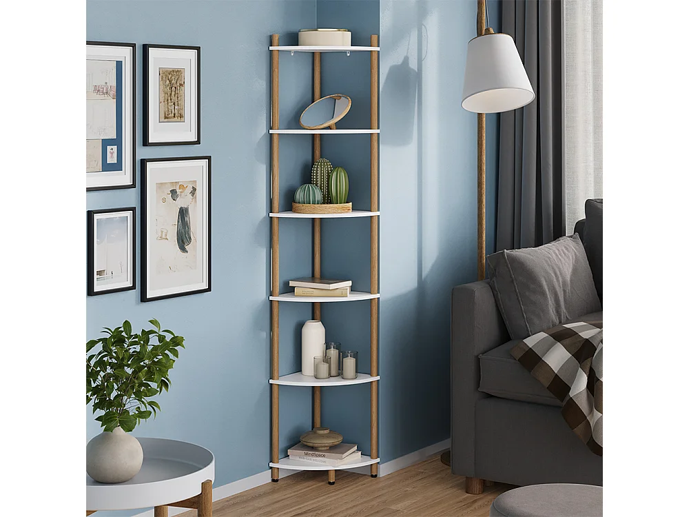 Corner shelf white/pine 29x29x163.5 bivio