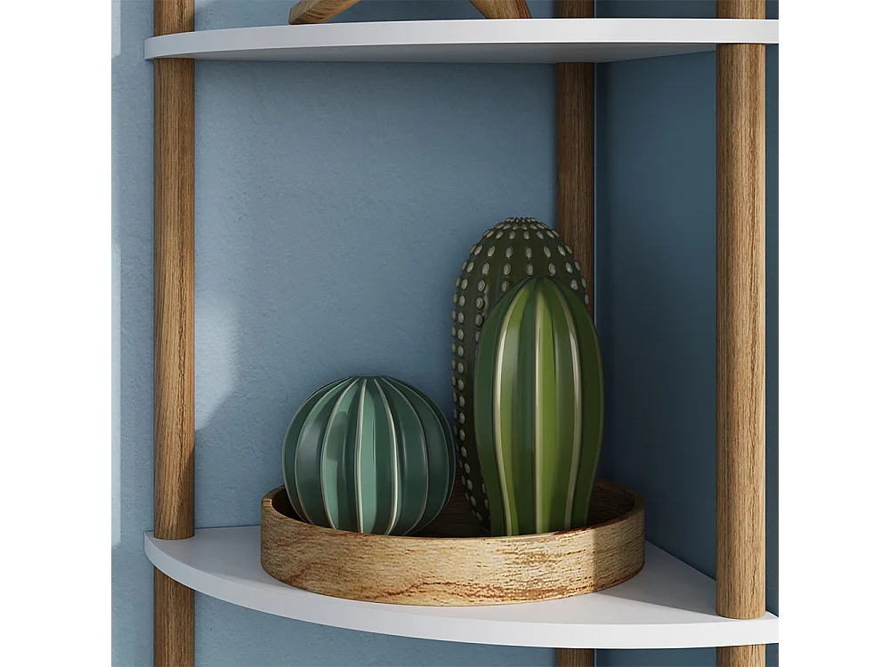 Corner shelf white/pine 29x29x163.5 bivio