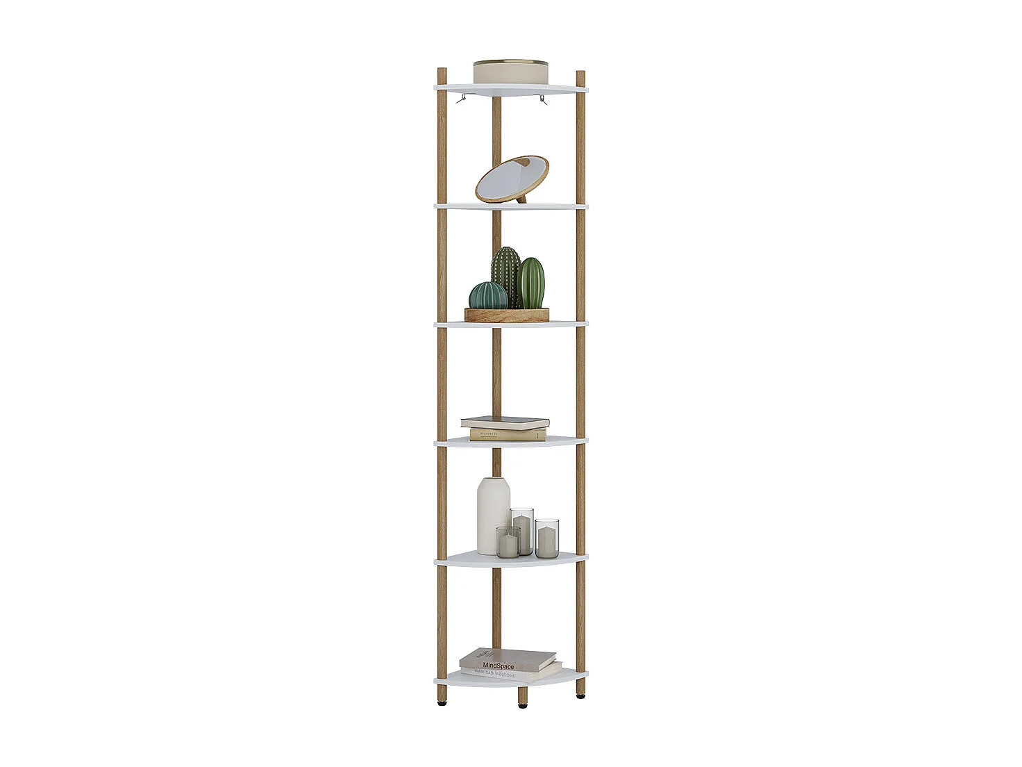 Corner shelf white/pine 29x29x163.5 bivio