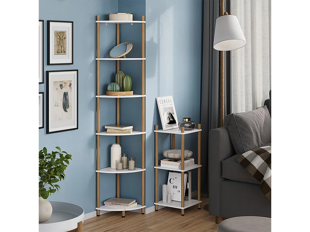 Corner shelf white/pine 29x29x163.5 bivio