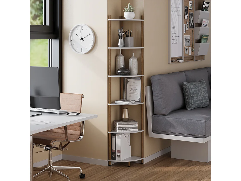 Corner shelf white/pine 29x29x163.5 bivio