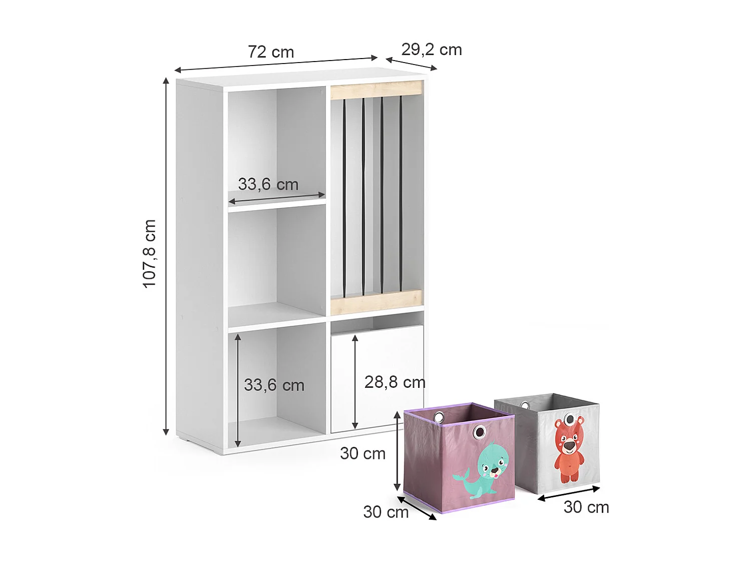 Libreria bambini bianco 29.2x72x107.8 luigi
