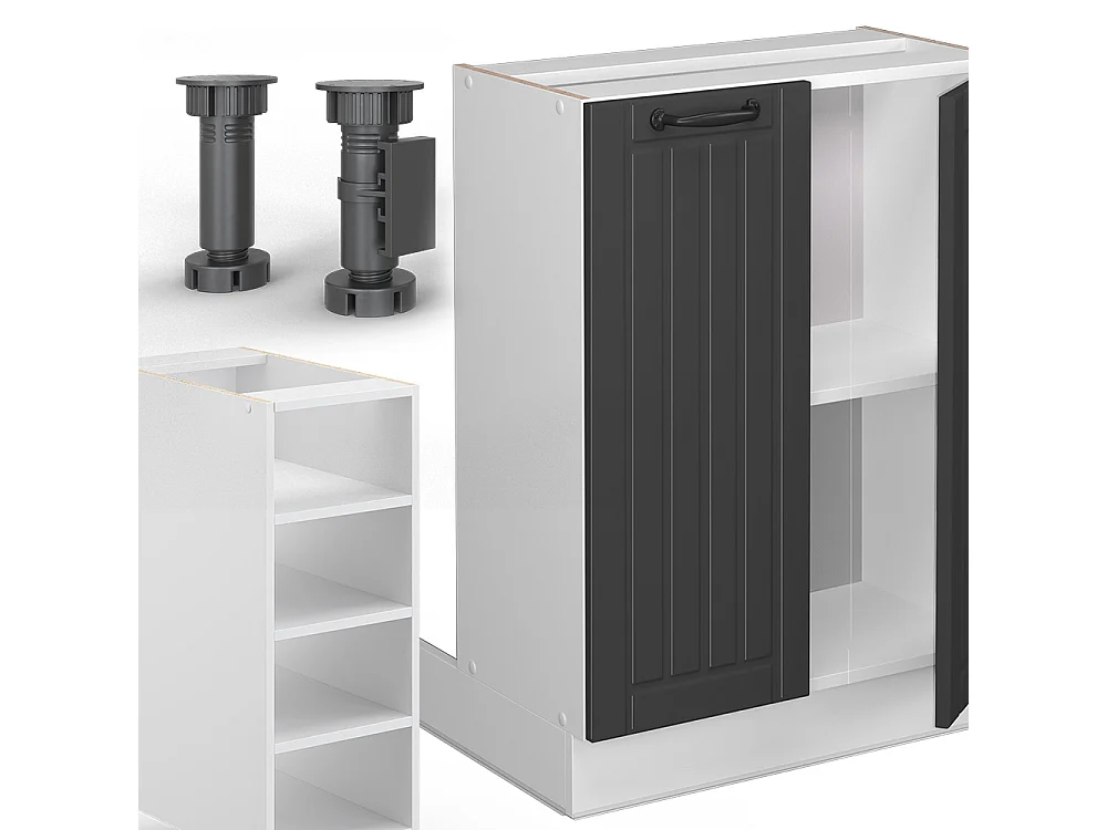 Îlot de cuisine anthracite maison de campagne/blanc 90x60x82 fame-line