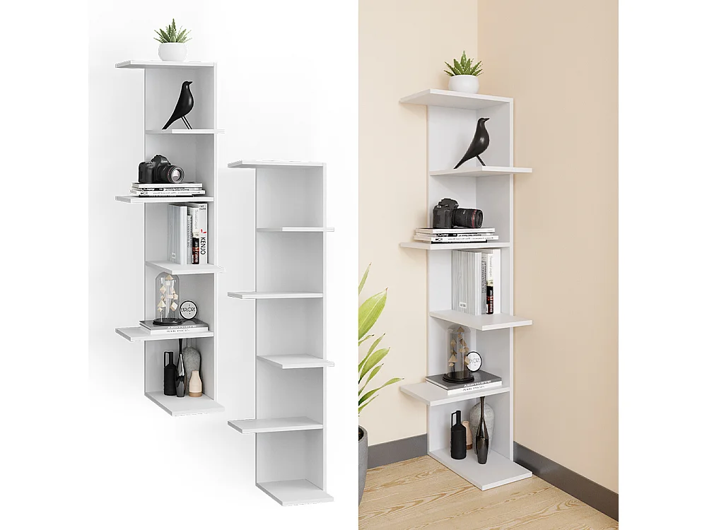 Corner shelf white 37x37x140.1 tera