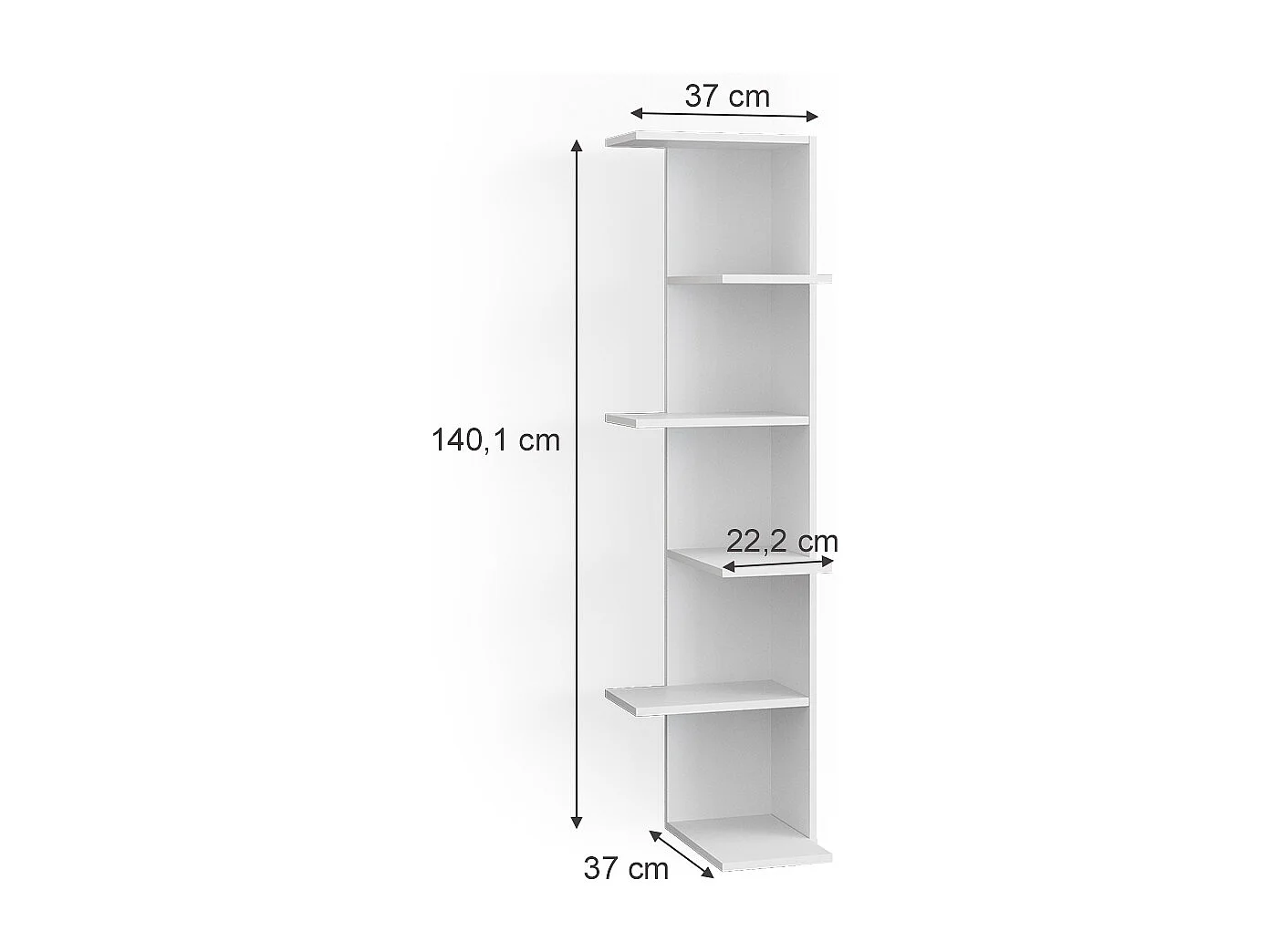 Corner shelf white 37x37x140.1 tera