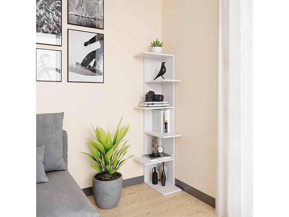 Corner shelf white 37x37x140.1 tera