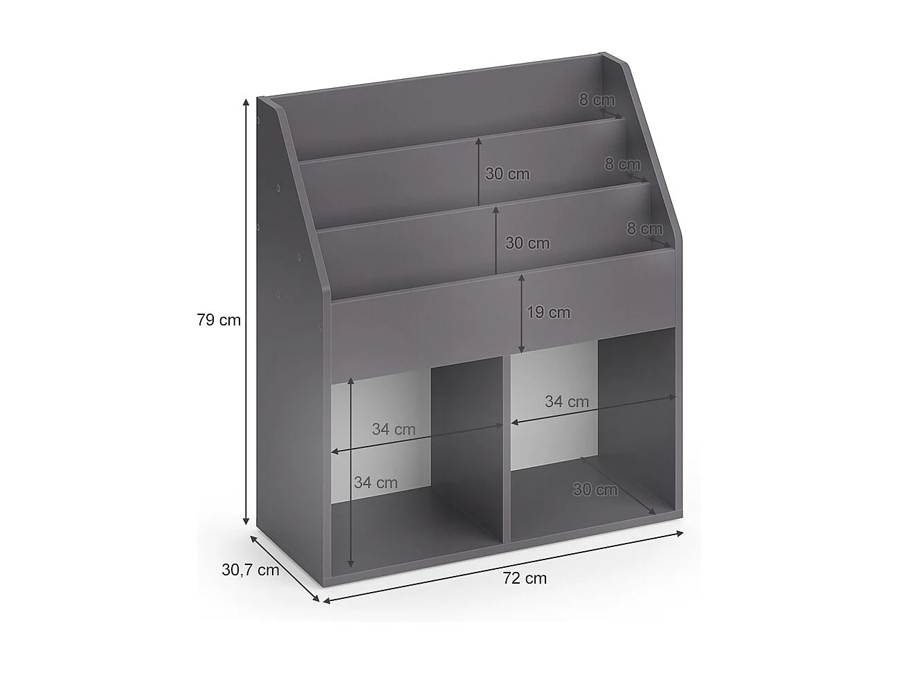 Libreria grigio 72x30.7x79 luigi