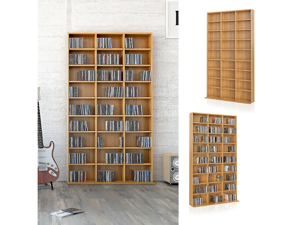 Étagère CD hêtre 102x16x178 jukebox