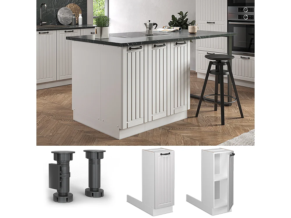 Îlot de cuisine blanc campagne 30x70x82 fame-line