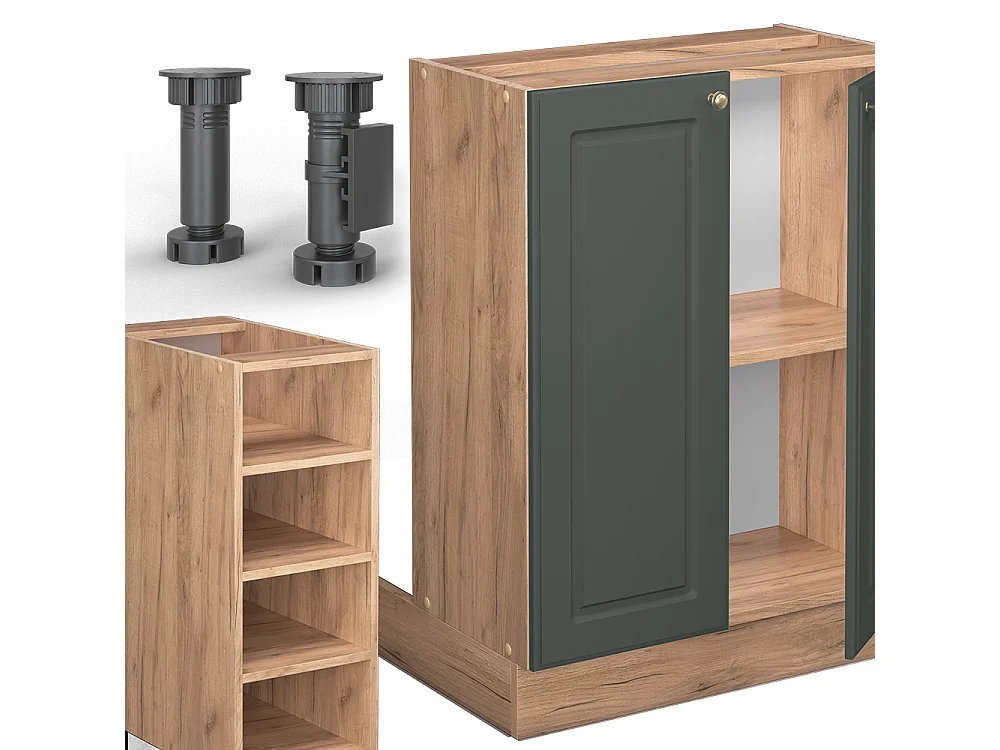 Îlot de cuisine chêne vert et or/chêne doré 90x60x82 fame-line