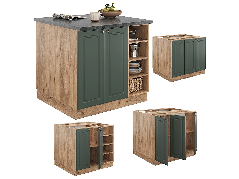 Îlot de cuisine chêne vert et or/chêne doré 90x60x82 fame-line