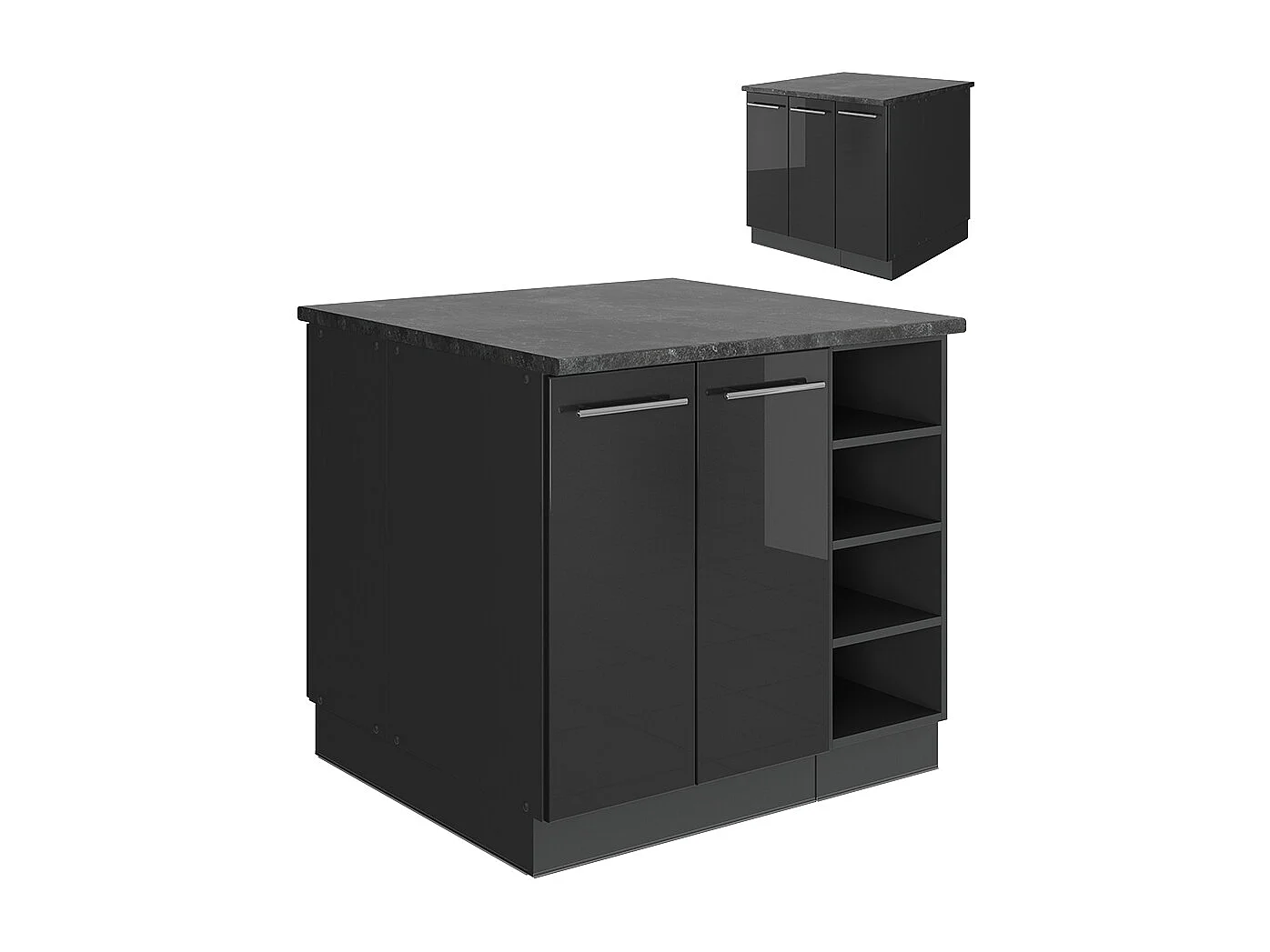 Îlot de cuisine anthracite haute brillance 90x60x82 fame-line