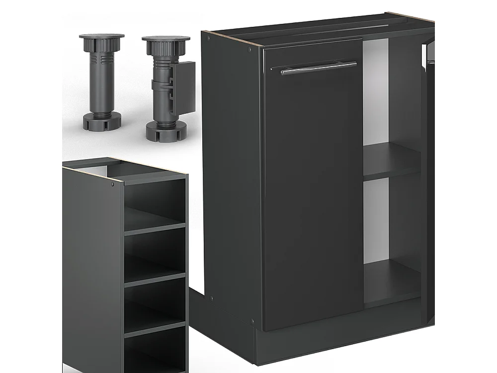 Îlot de cuisine anthracite haute brillance 90x60x82 fame-line