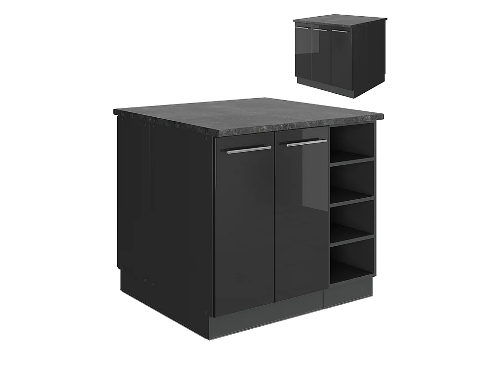 Keukeneiland antraciet hoogglans 90x60x82 fame-line