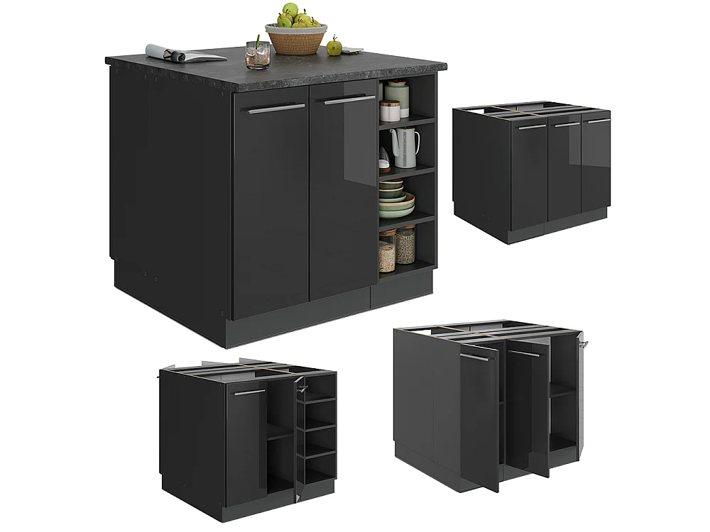 Keukeneiland antraciet hoogglans 90x60x82 fame-line