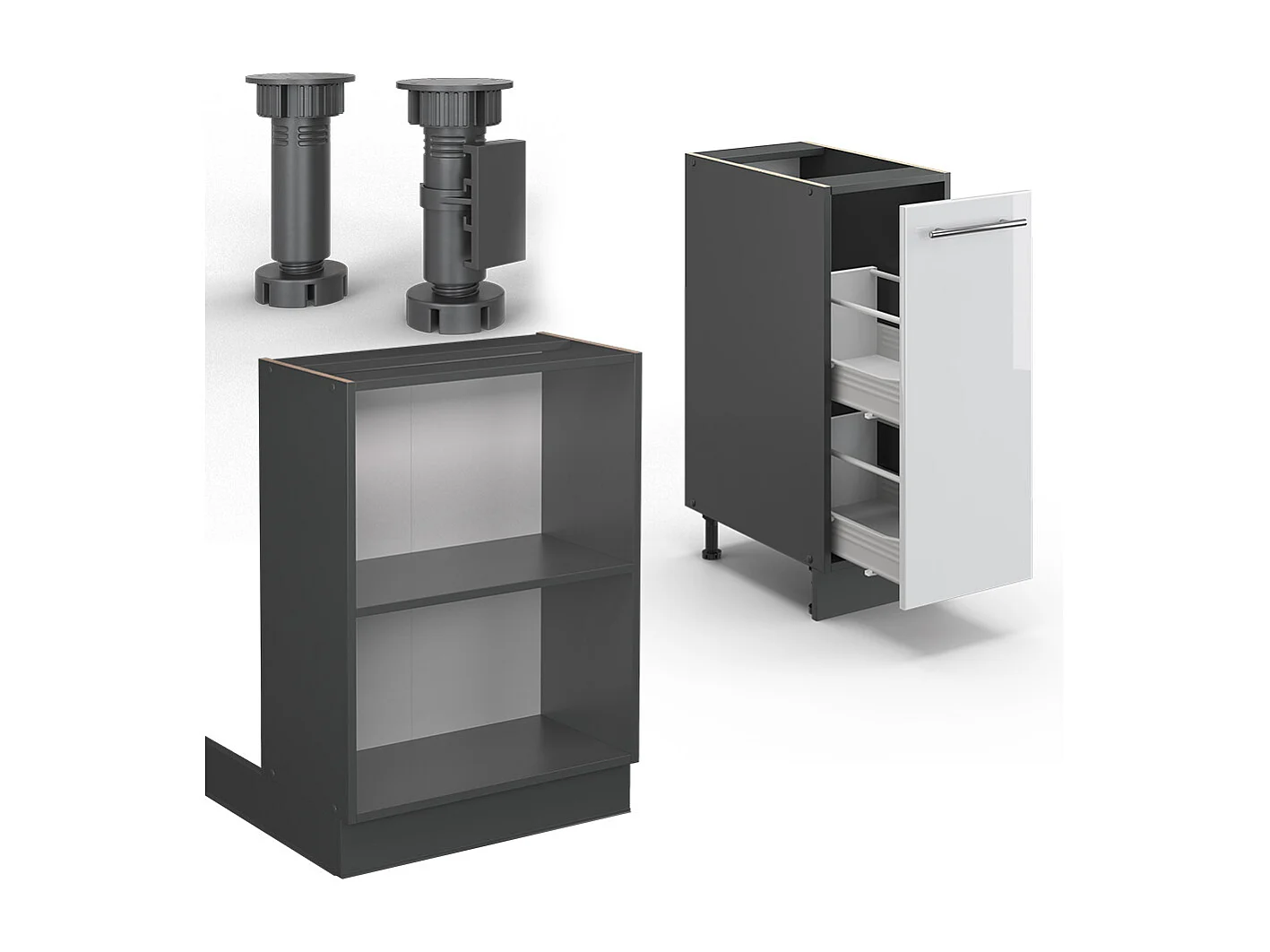 Isola cucina bianco lucido/antracite 90x60x82 fame-line