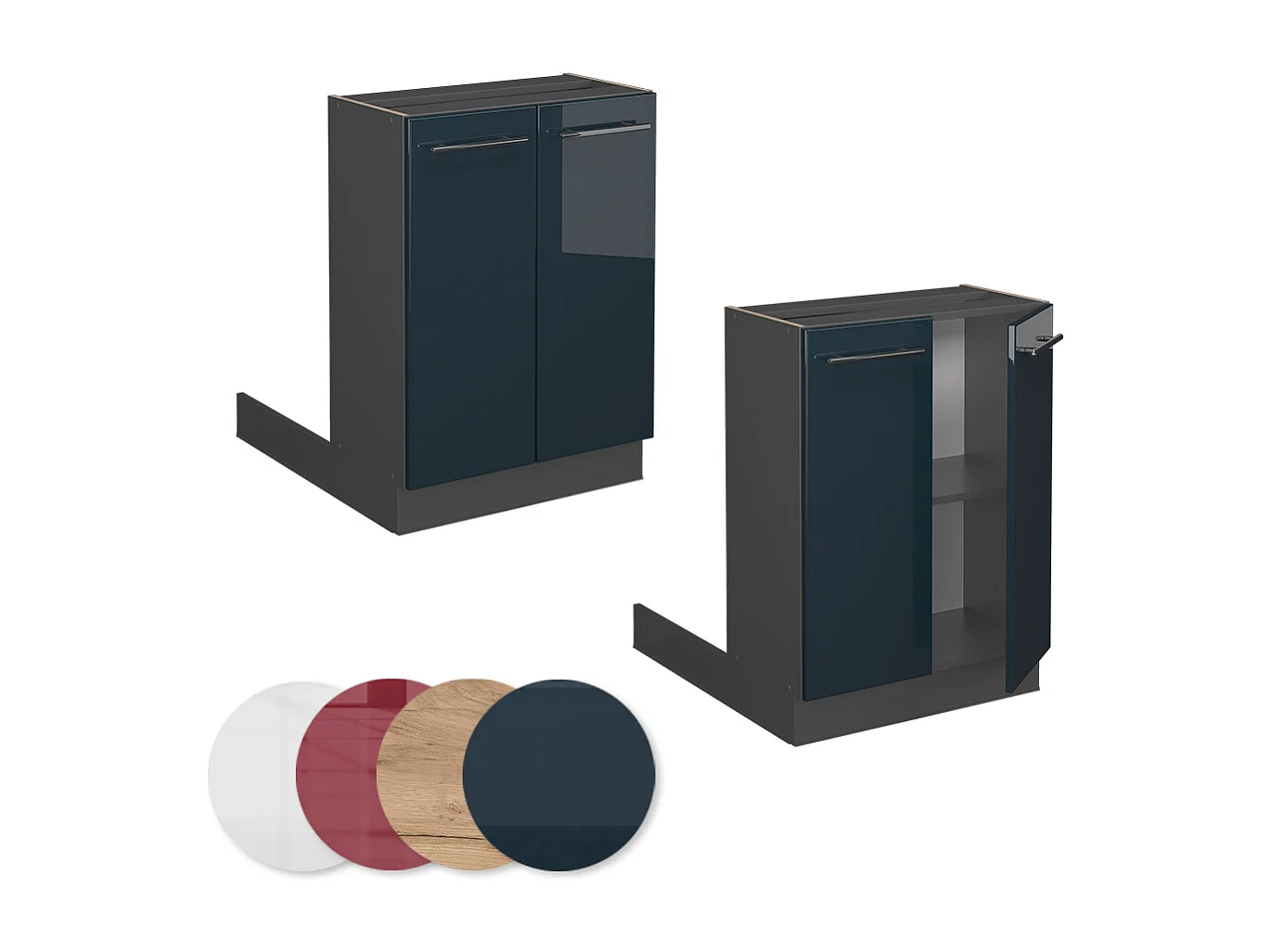 Îlot de cuisine bleu foncé brillant 60x70x82 fame-line