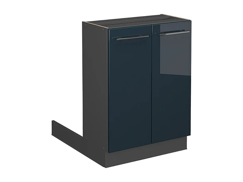 Armário de cozinha com ilha azul escuro alto brilho 60x70x82 fame-line