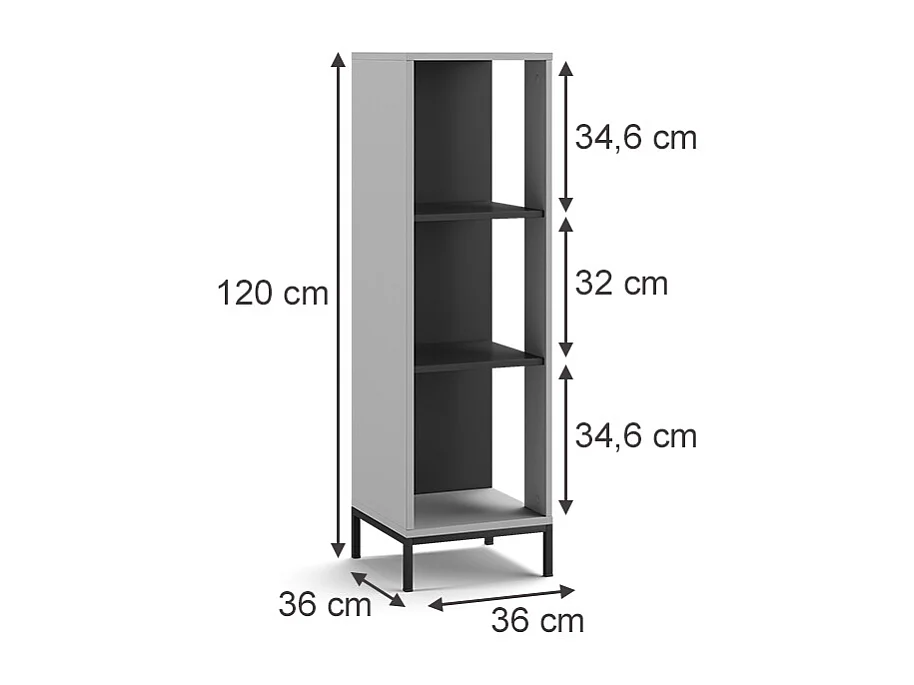 Libreria grigio 36x36x120 eliza