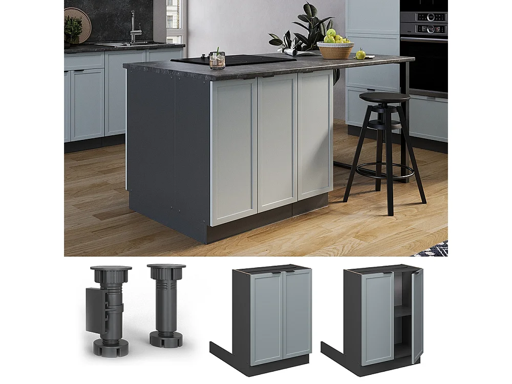 Kitchen island light blue-grey 60x70x82 fame-line