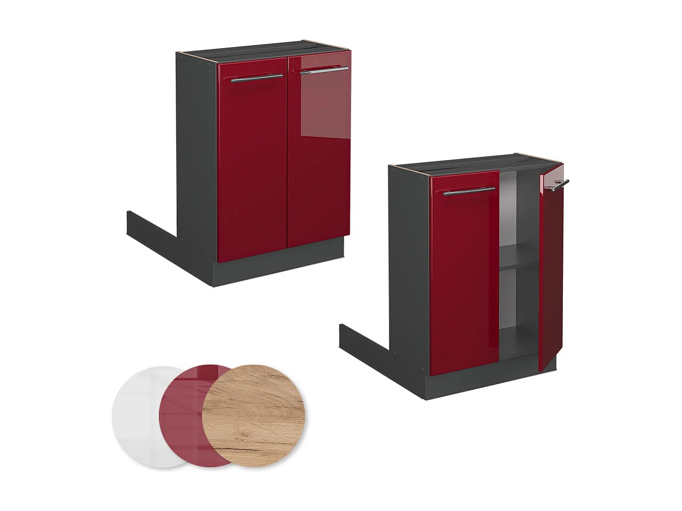 Isola cucina rosso bordeaux lucido 60x70x82 fame-line