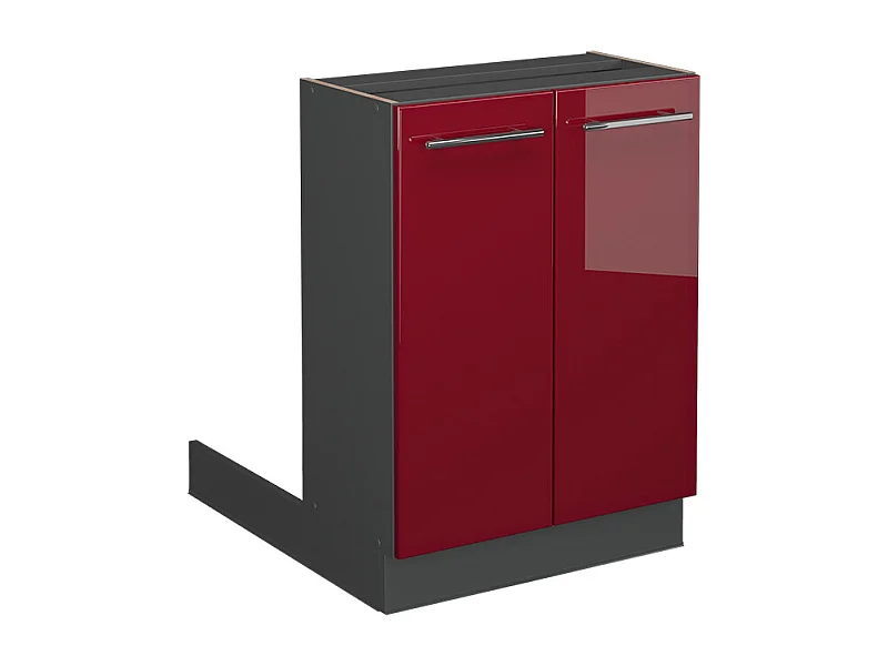 Îlot de cuisine rouge bordeaux haute brillance 60x70x82 fame-line