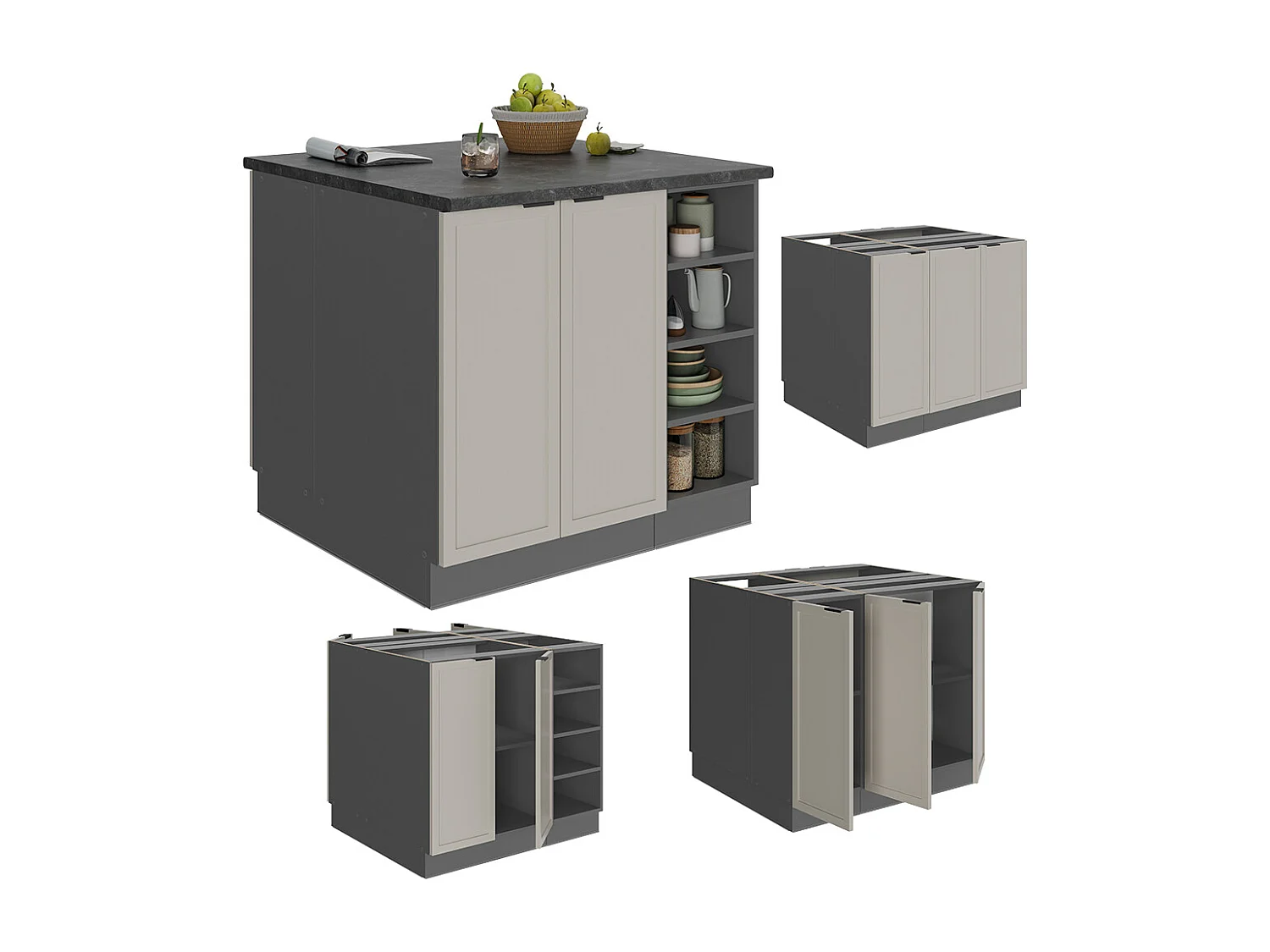 Kücheninsel graubeige 90x60x82 fame-line