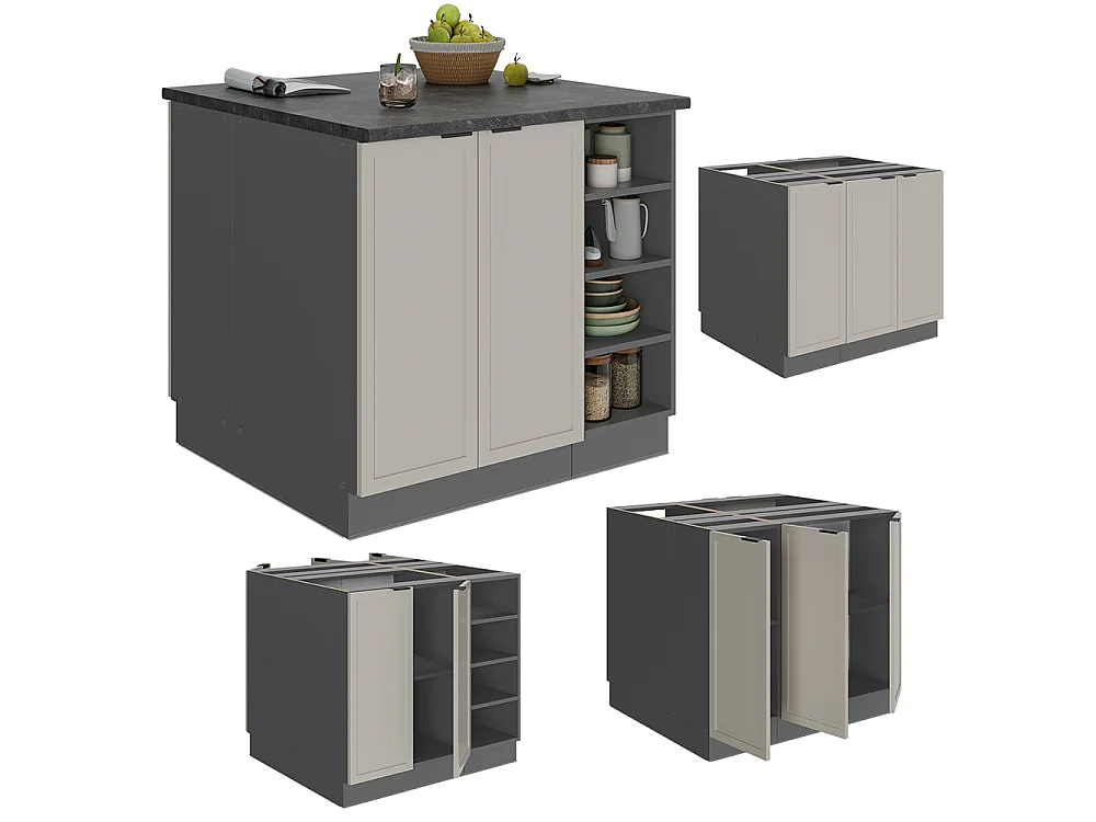 Îlot de cuisine grisbeige 90x60x82 fame-line