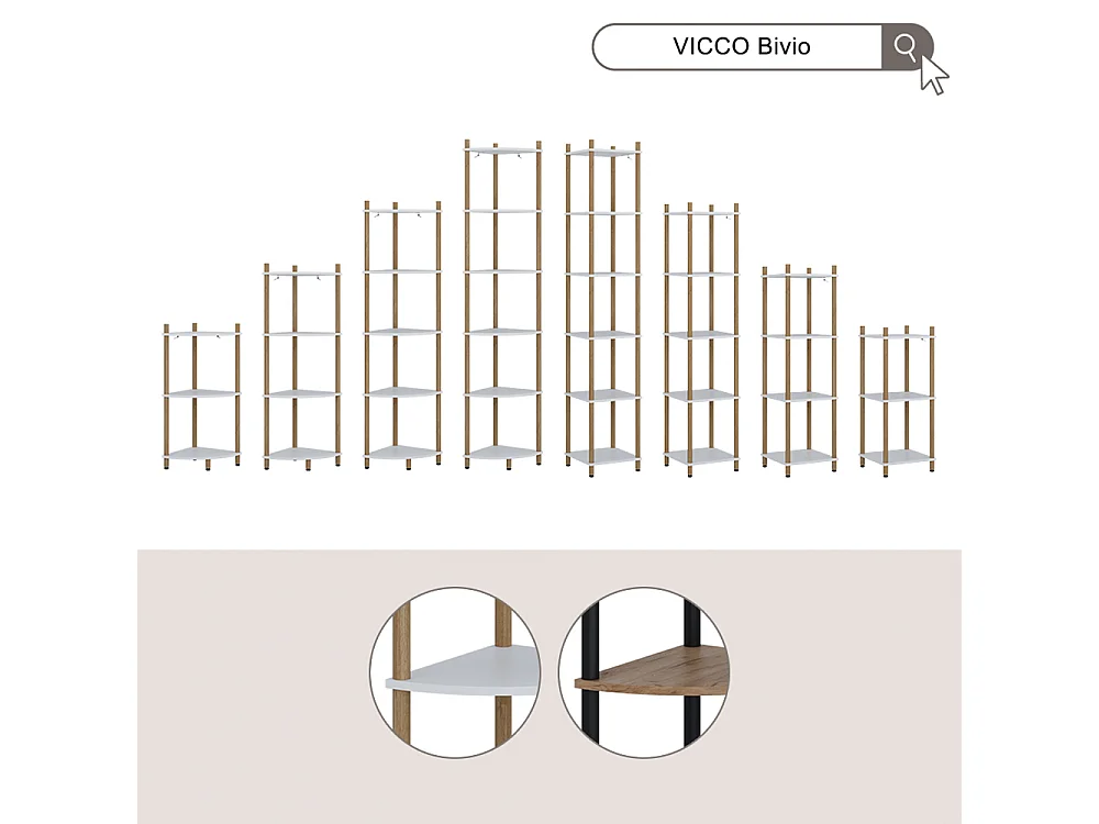 Étagère dangle blanc/pin 30x30x163.5 bivio