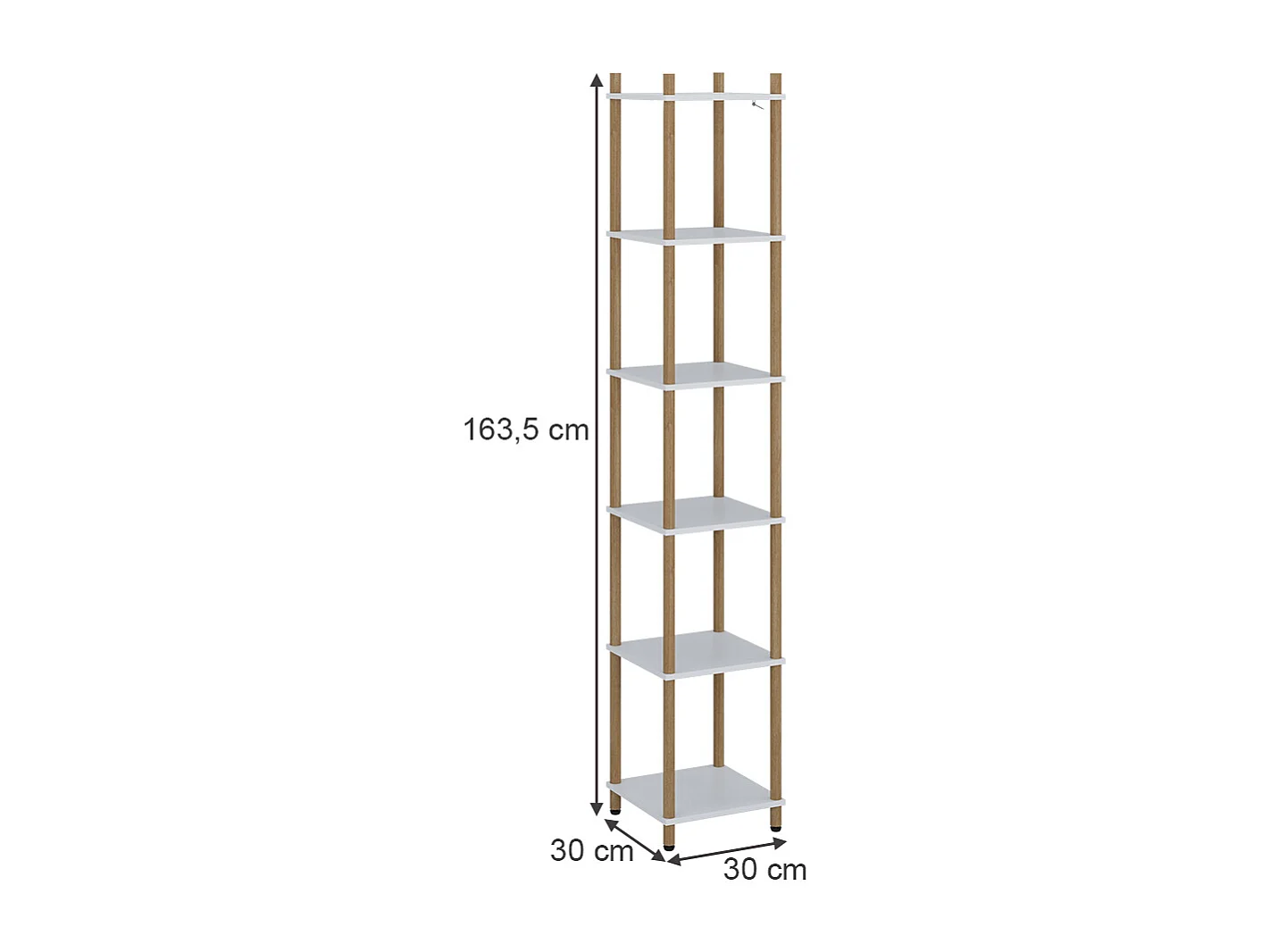 Étagère dangle blanc/pin 30x30x163.5 bivio