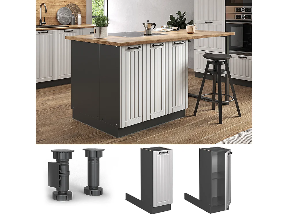 Îlot de cuisine blanc campagne 30x70x82 fame-line