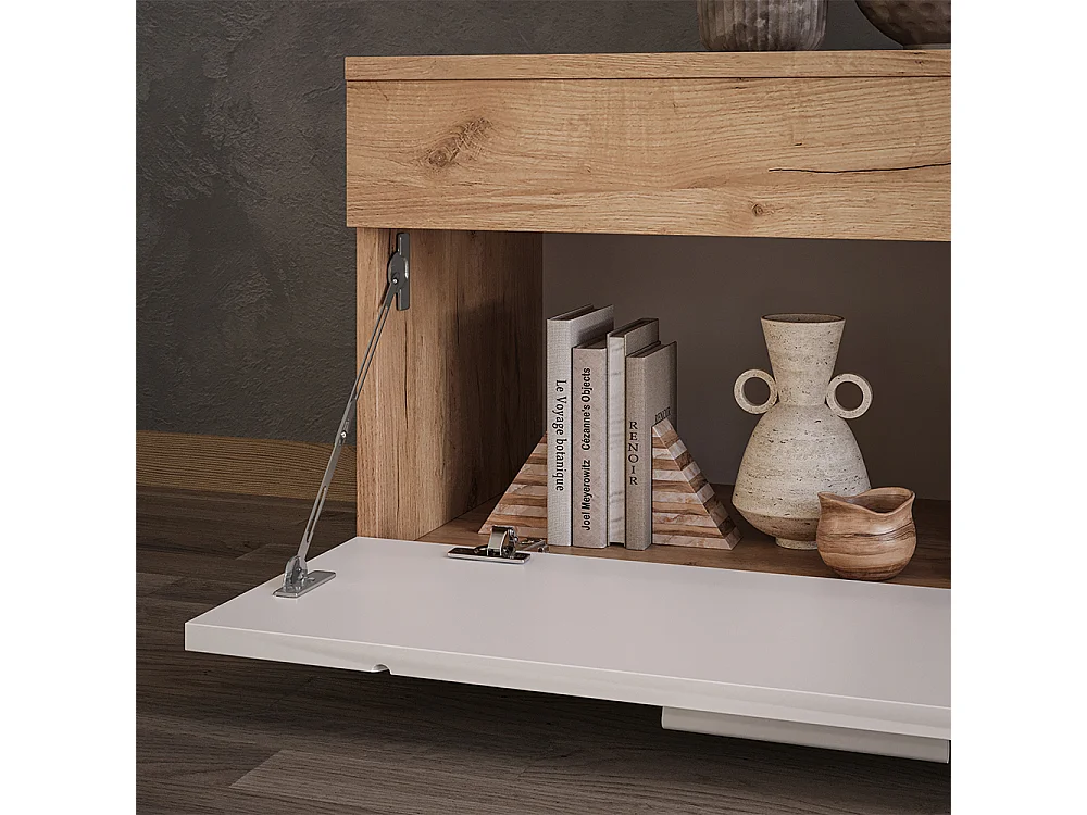 Wohnzimmerschrank goldkraft eiche/weiß 70.8x35.3x38.9 berno