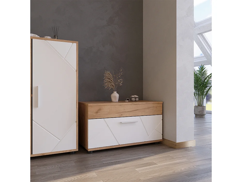 Meuble de salon chêne doré/blanc 70.8x35.3x38.9 berno