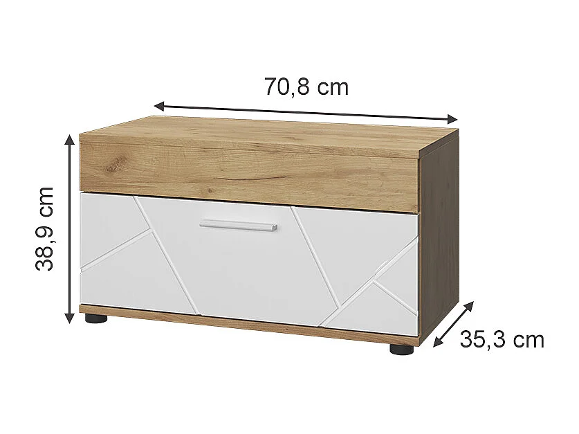 Meuble de salon chêne doré/blanc 70.8x35.3x38.9 berno