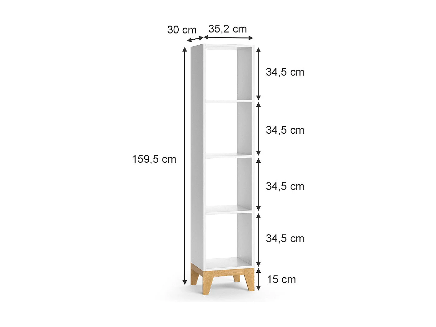 Bibliothèque enfant blanc 35.2x30x159.5 malia