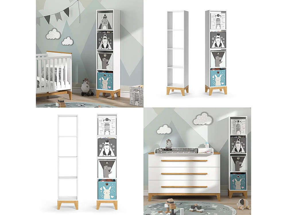 Bibliothèque enfant blanc 35.2x30x159.5 malia