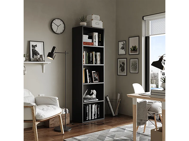 Bücherregal schwarz 40x24x132 bob