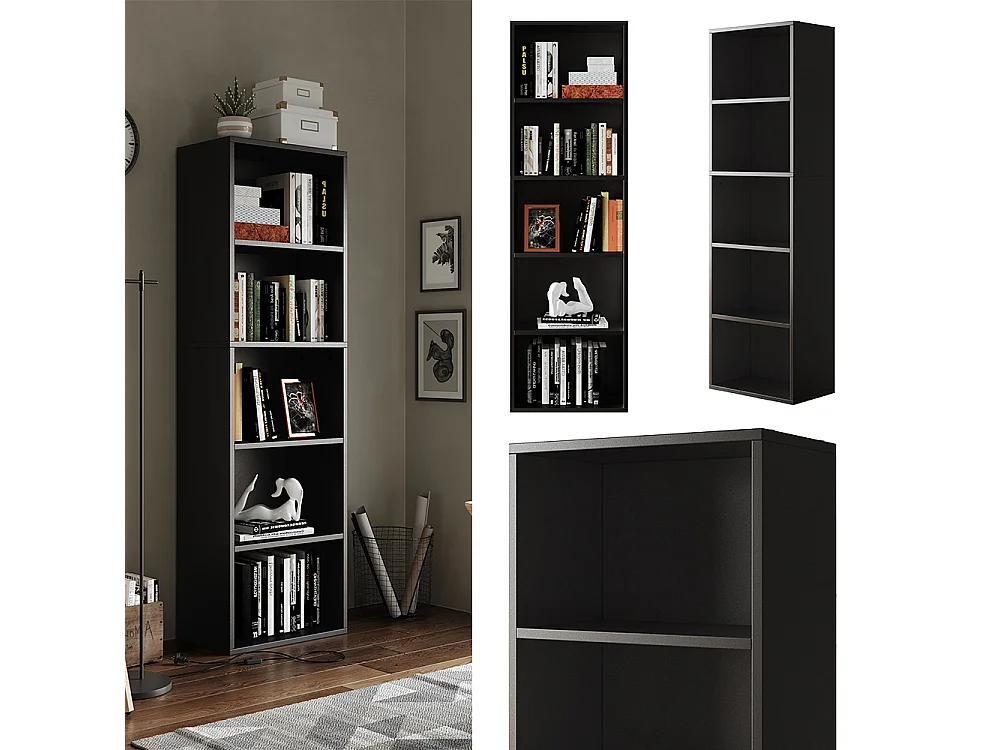 Bibliothèque noir 40x24x132 bob